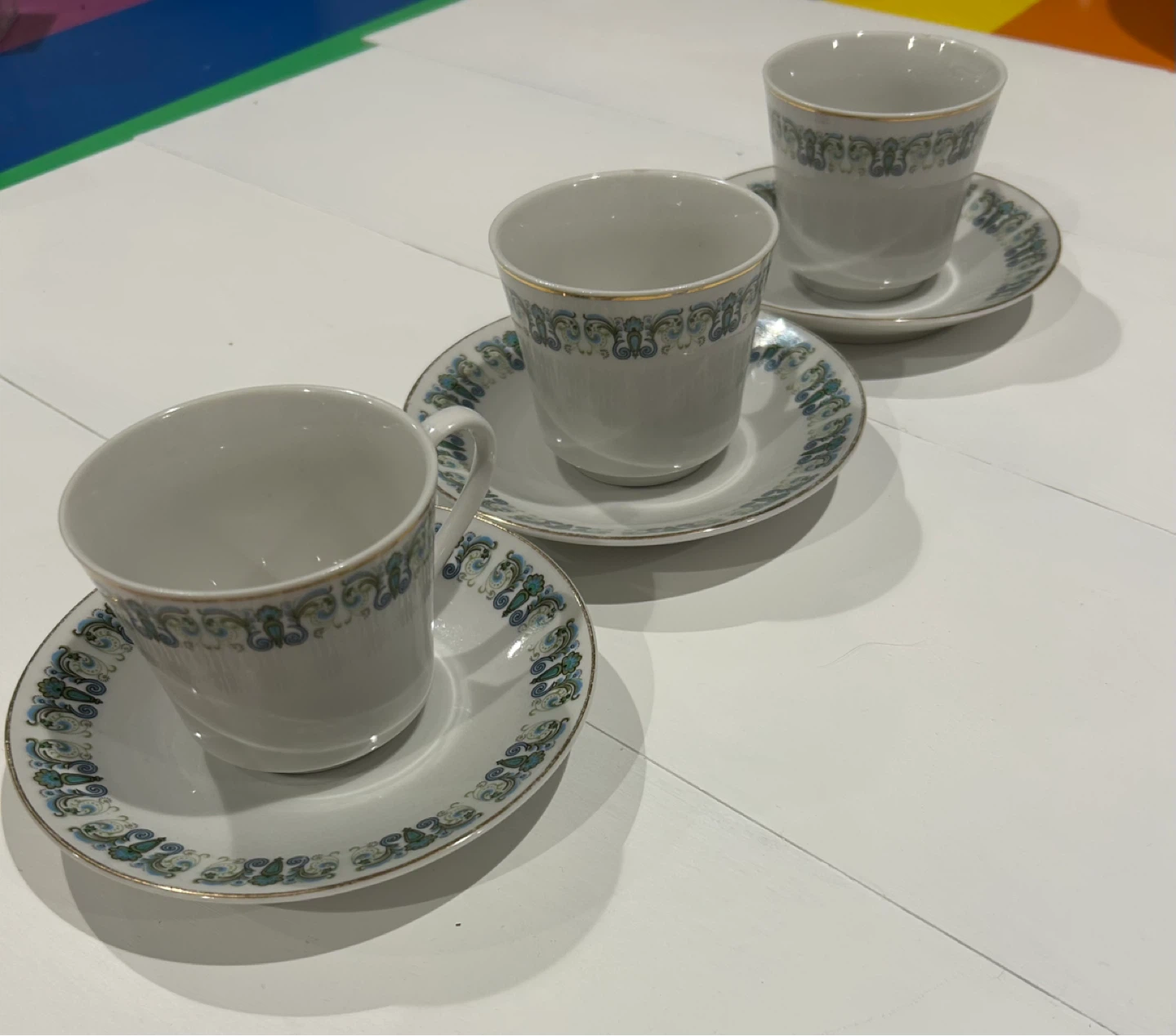 Set of Three Vintage Fine China Tea Cups and Saucers - photo 4