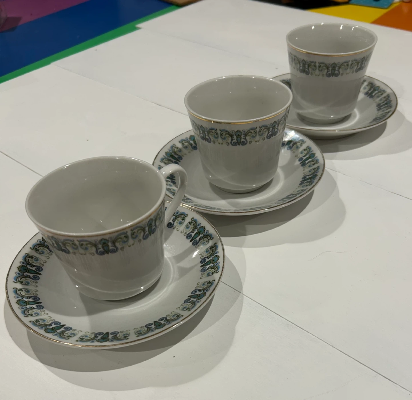 Set of Three Vintage Fine China Tea Cups and Saucers - photo 5