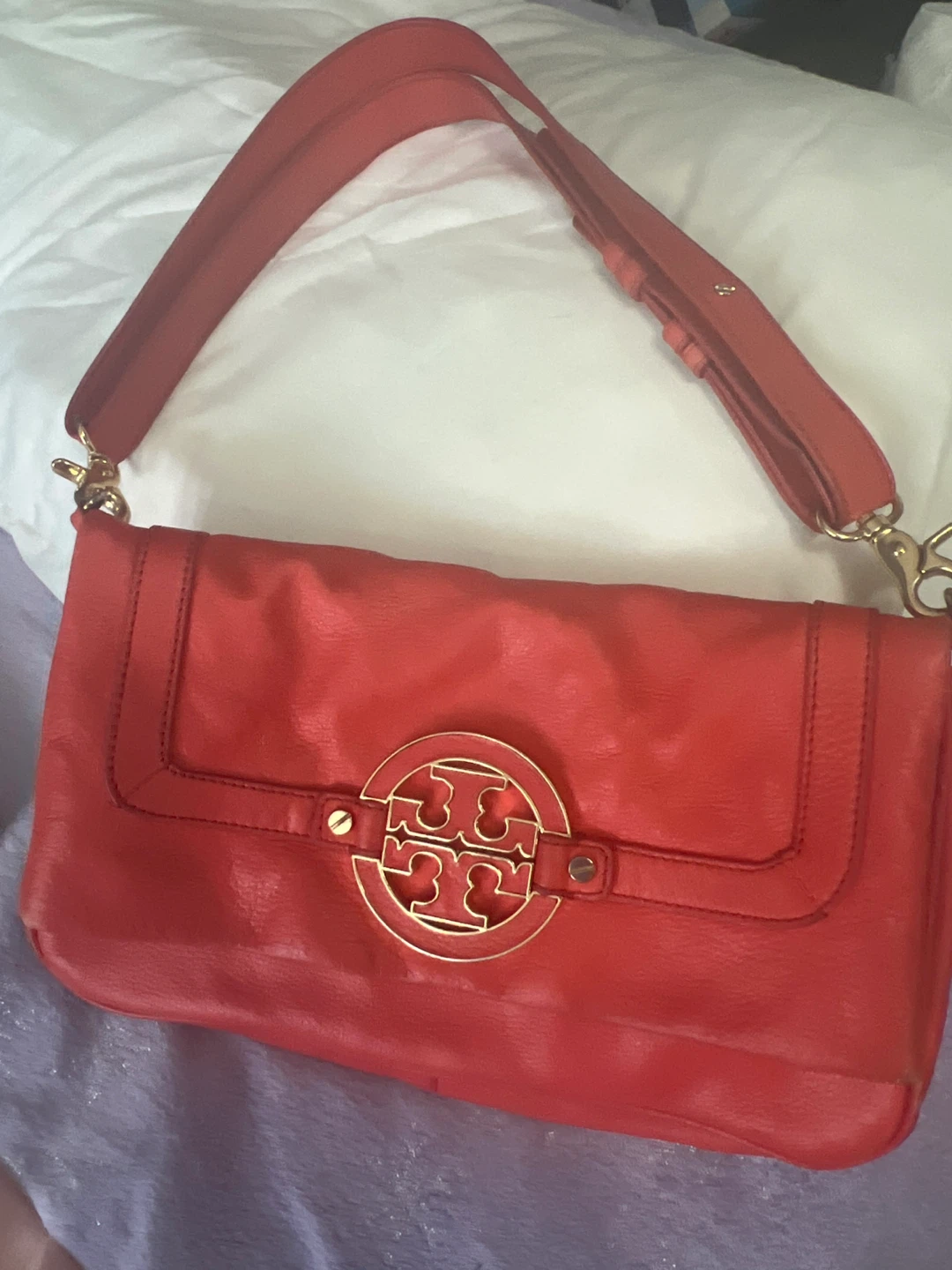 Tory Burch Orange Leather Shoulder Bag
