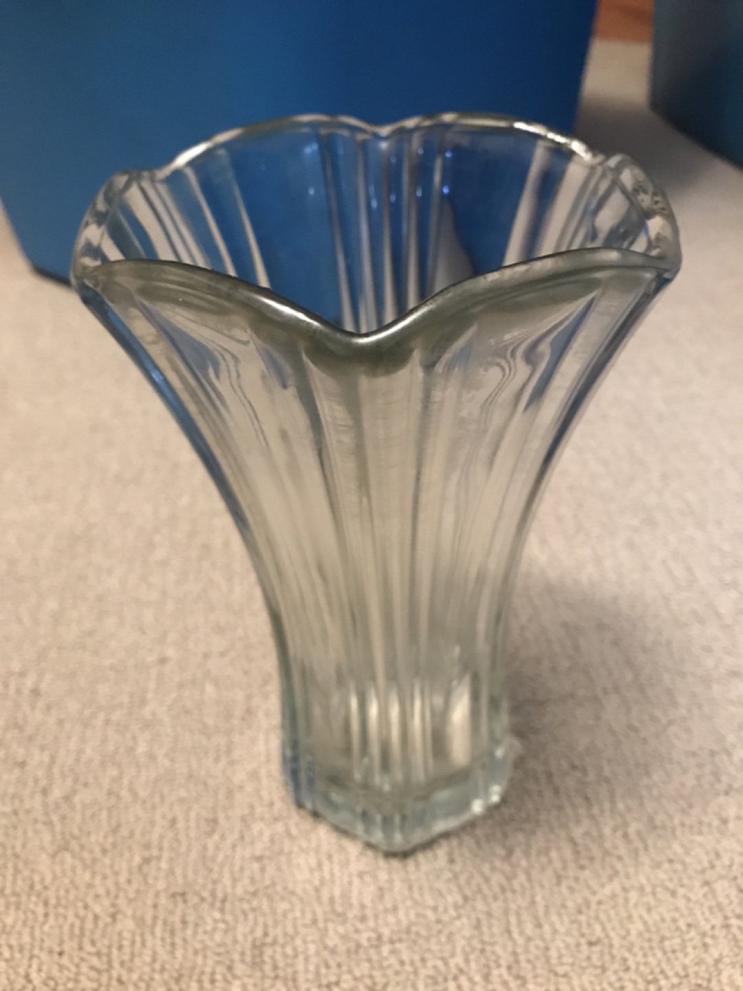 Heavy Clear Glass Fluted Vase