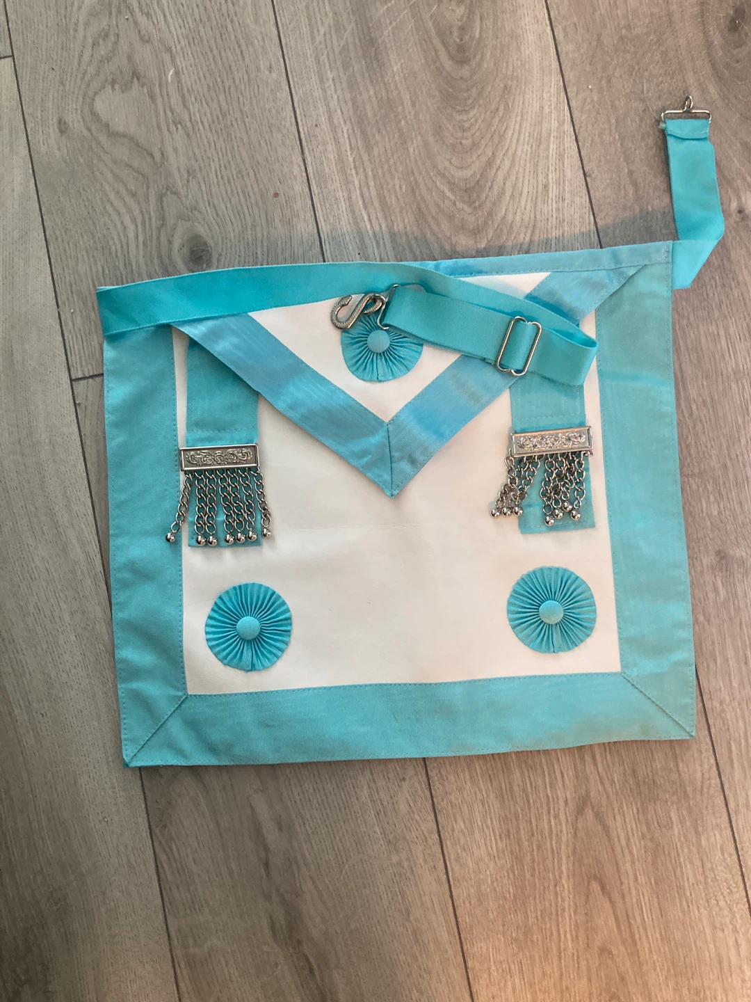 Masonic Apron with Silver Fob Chains