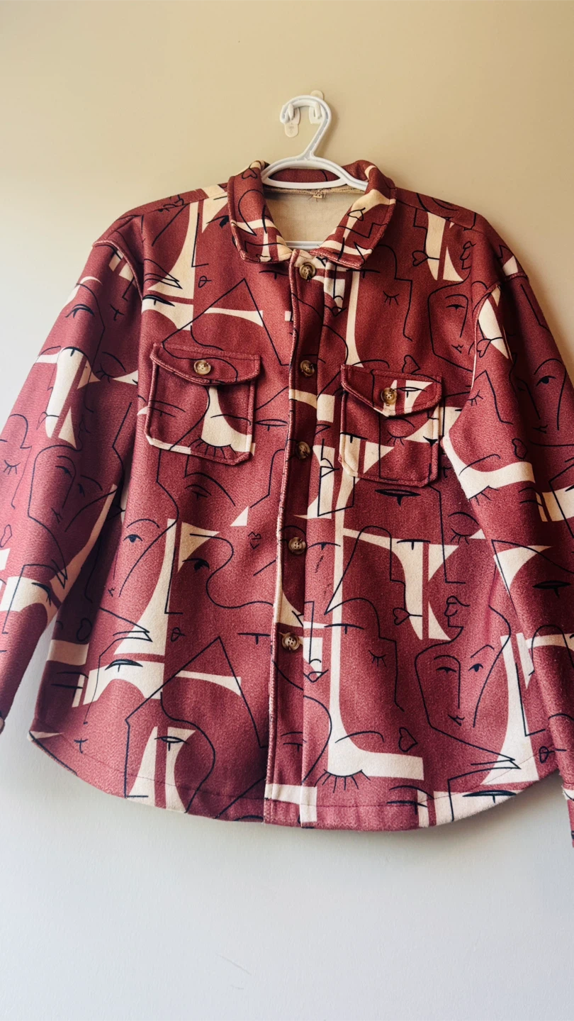 Women’s Shirt Jacket with Face Print