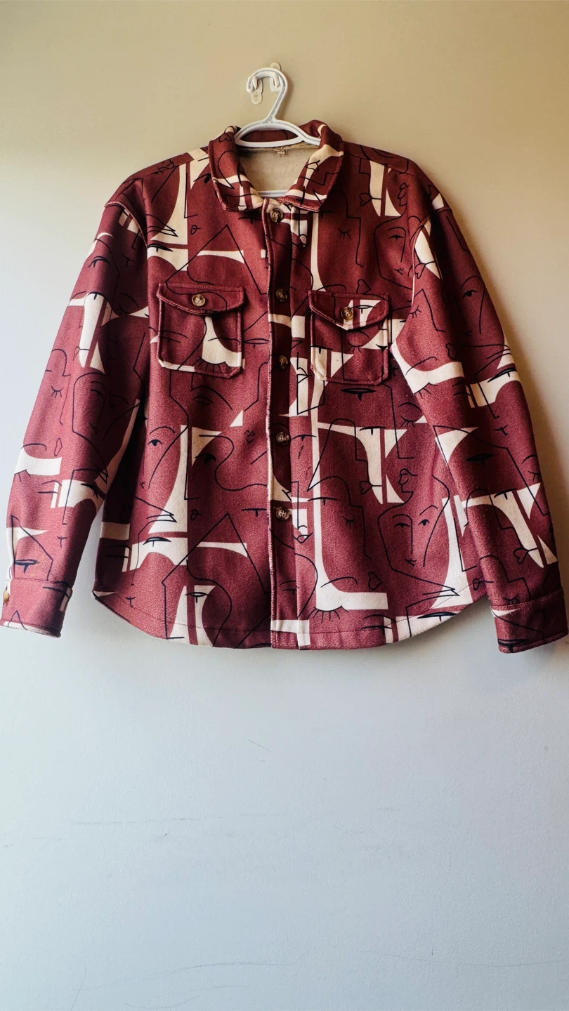 Women’s Shirt Jacket with Face Print - photo 2