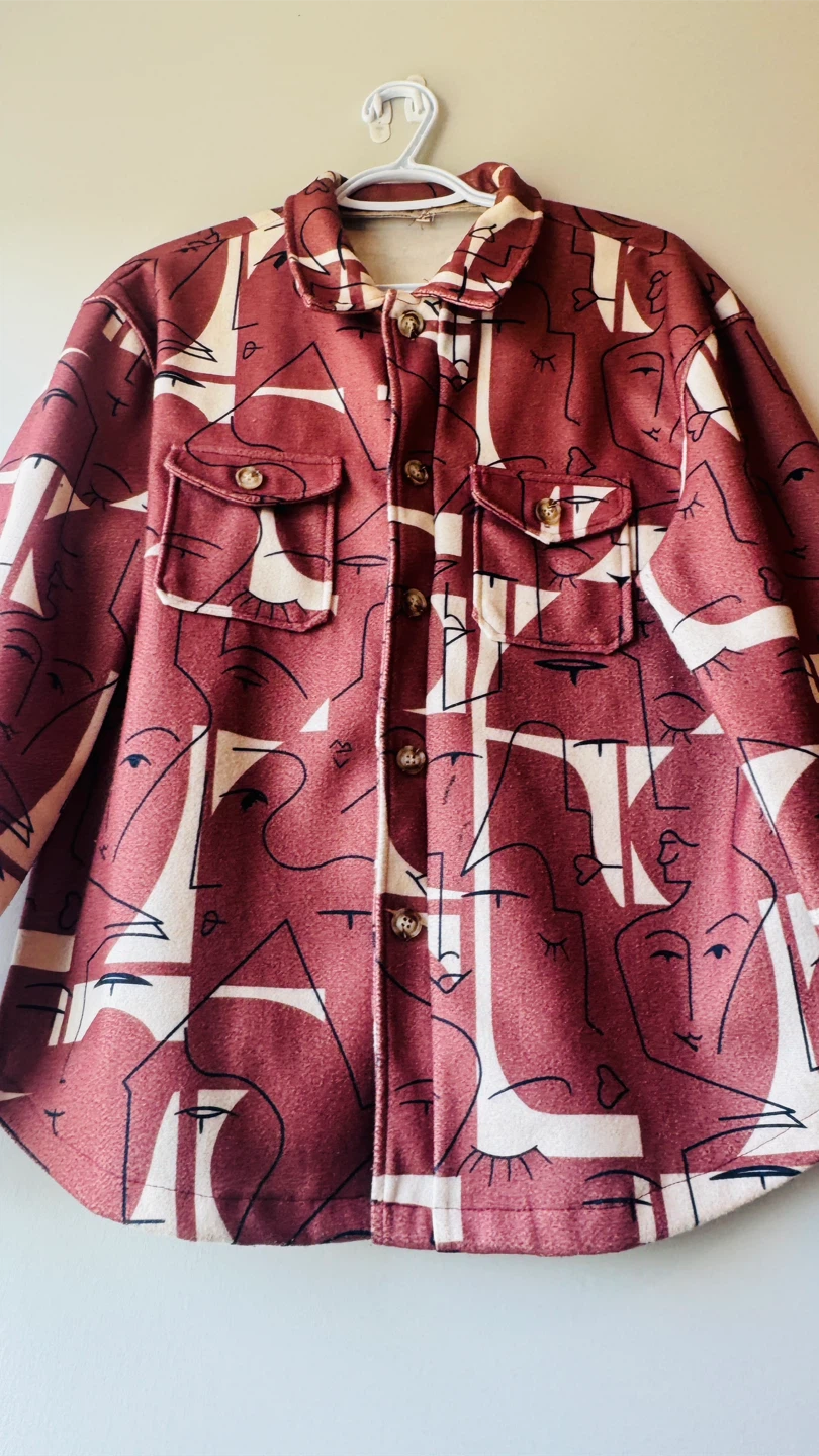 Women’s Shirt Jacket with Face Print - photo 3