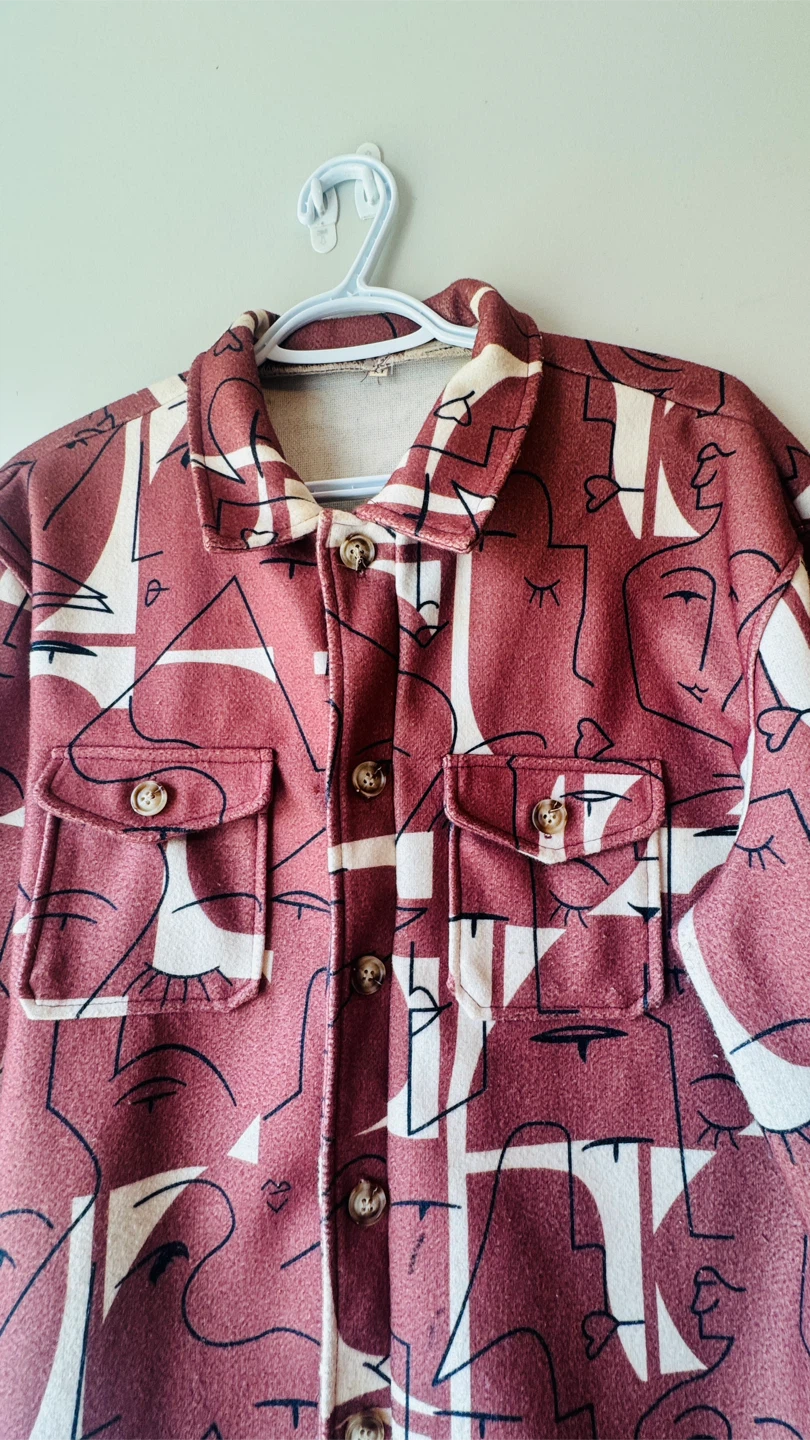 Women’s Shirt Jacket with Face Print - photo 4