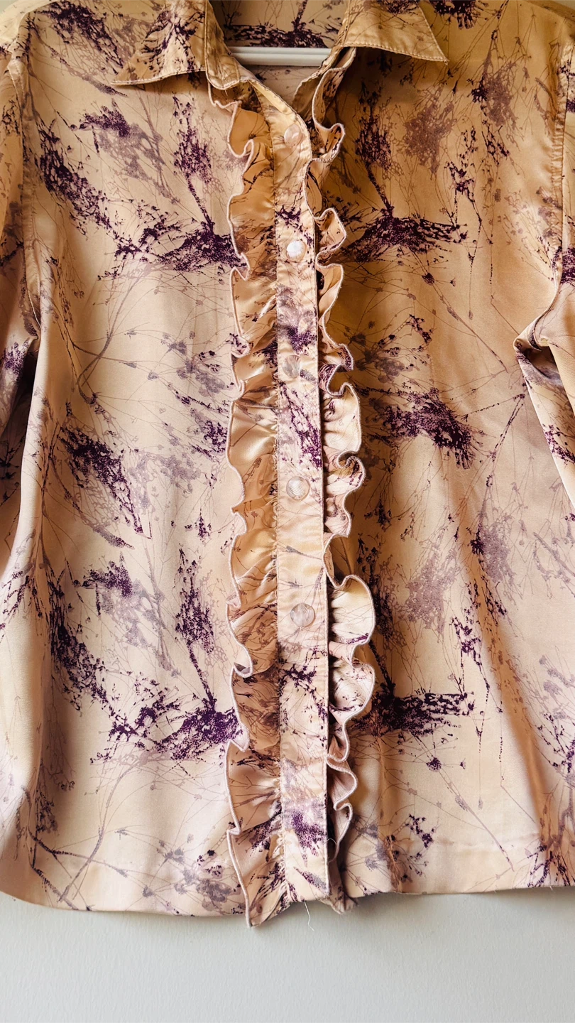 Vintage Women's Ruffled Blouse - Size Medium - photo 3
