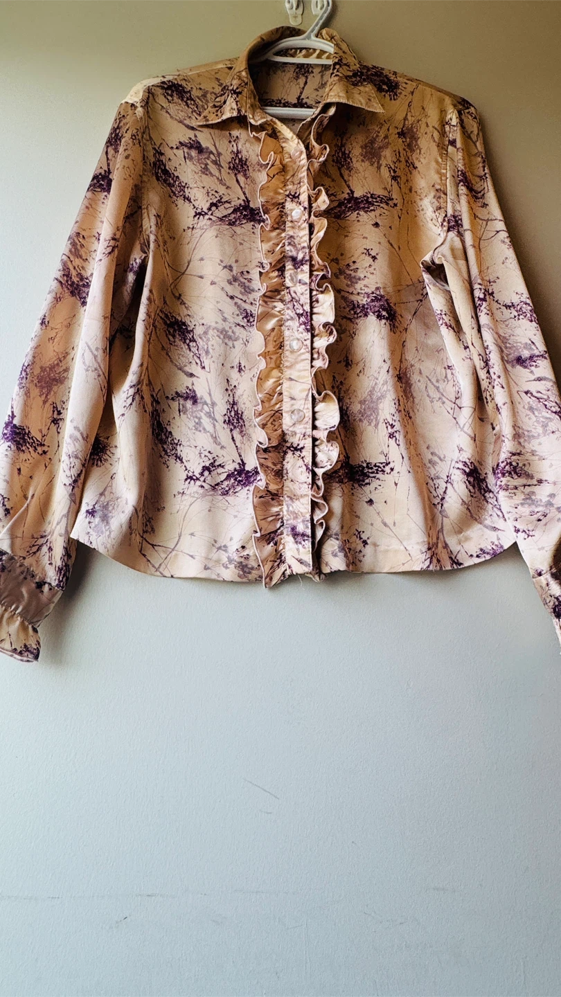 Vintage Women's Ruffled Blouse - Size Medium - photo 4
