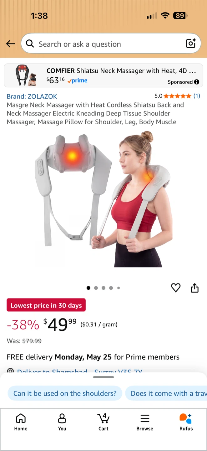 ZOLAZOK Shiatsu Neck Massager with Heat - photo 2