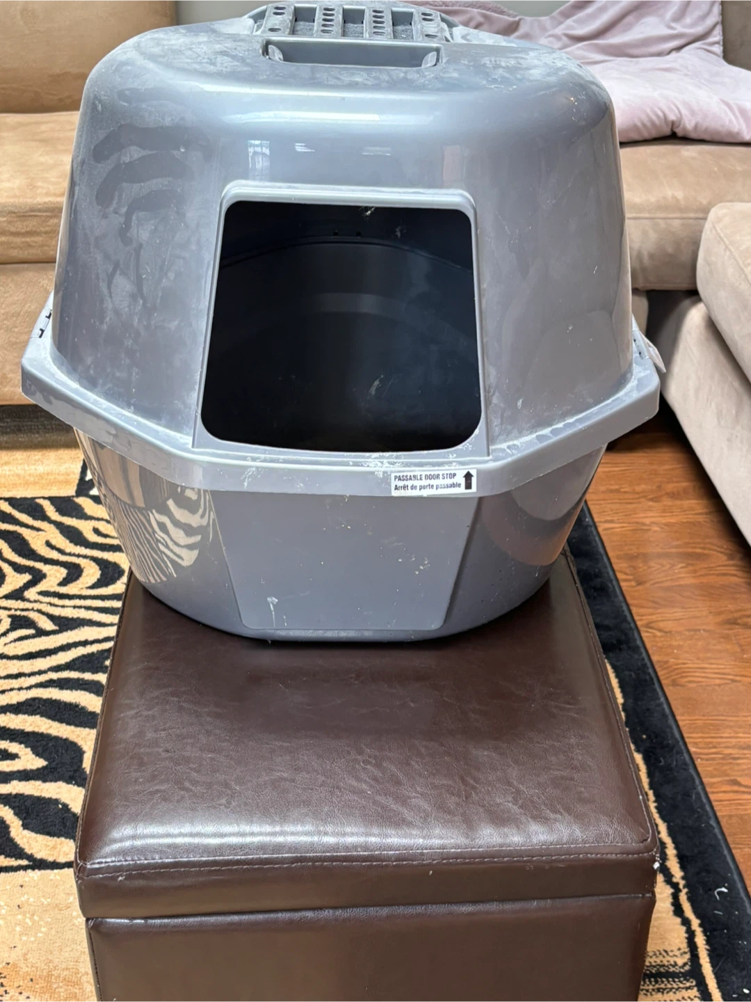 Grey Hooded Litter Box