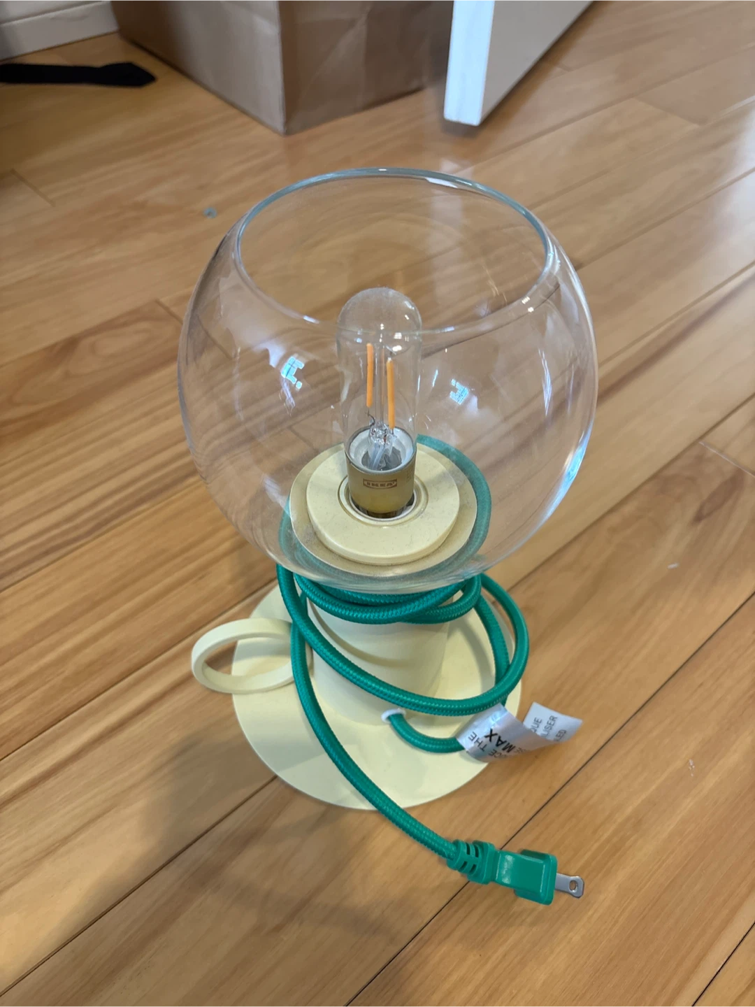 IKEA Glass Globe Table Lamp with Green Cord