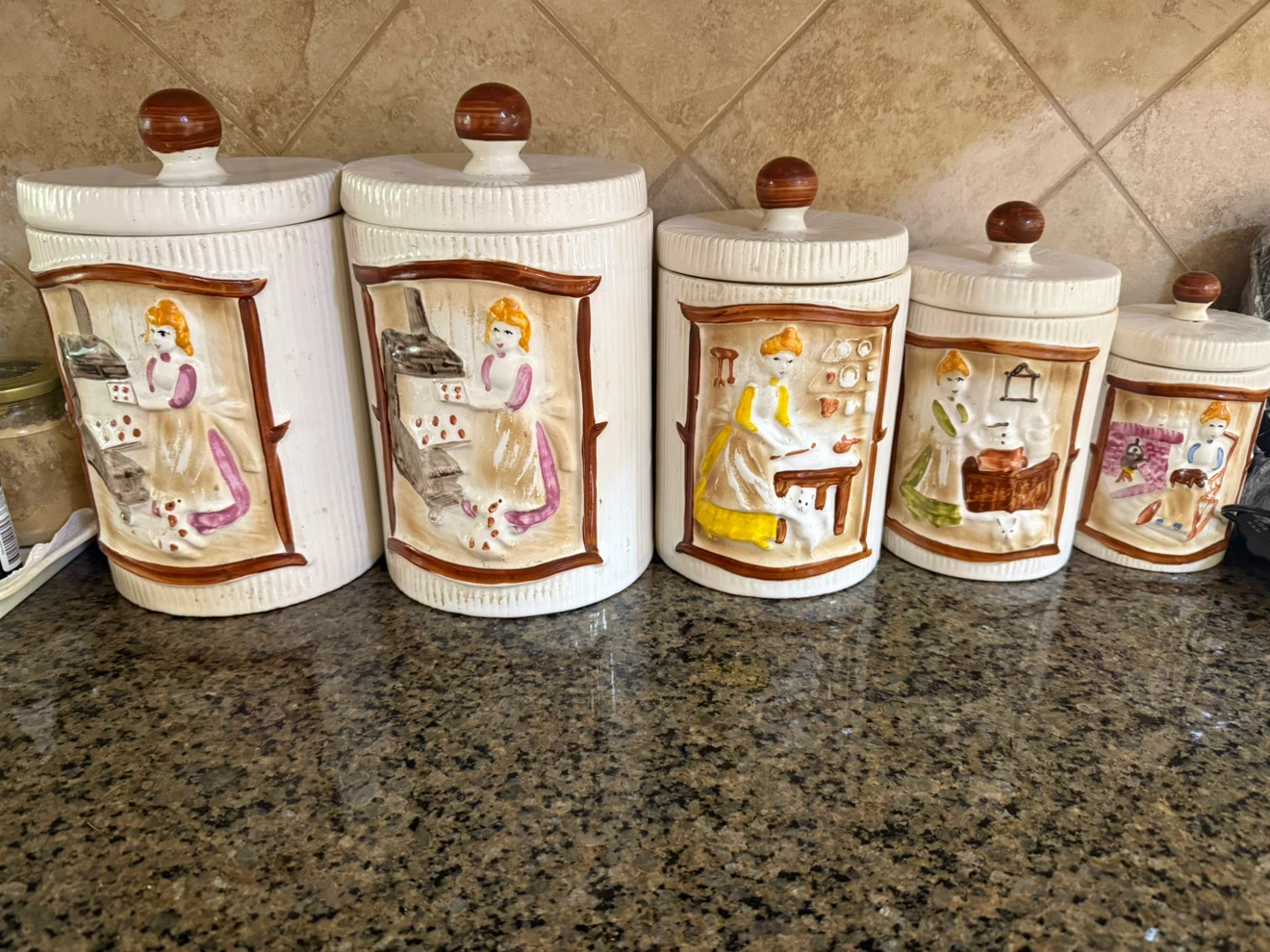 Vintage Ceramic Kitchen Canister Set