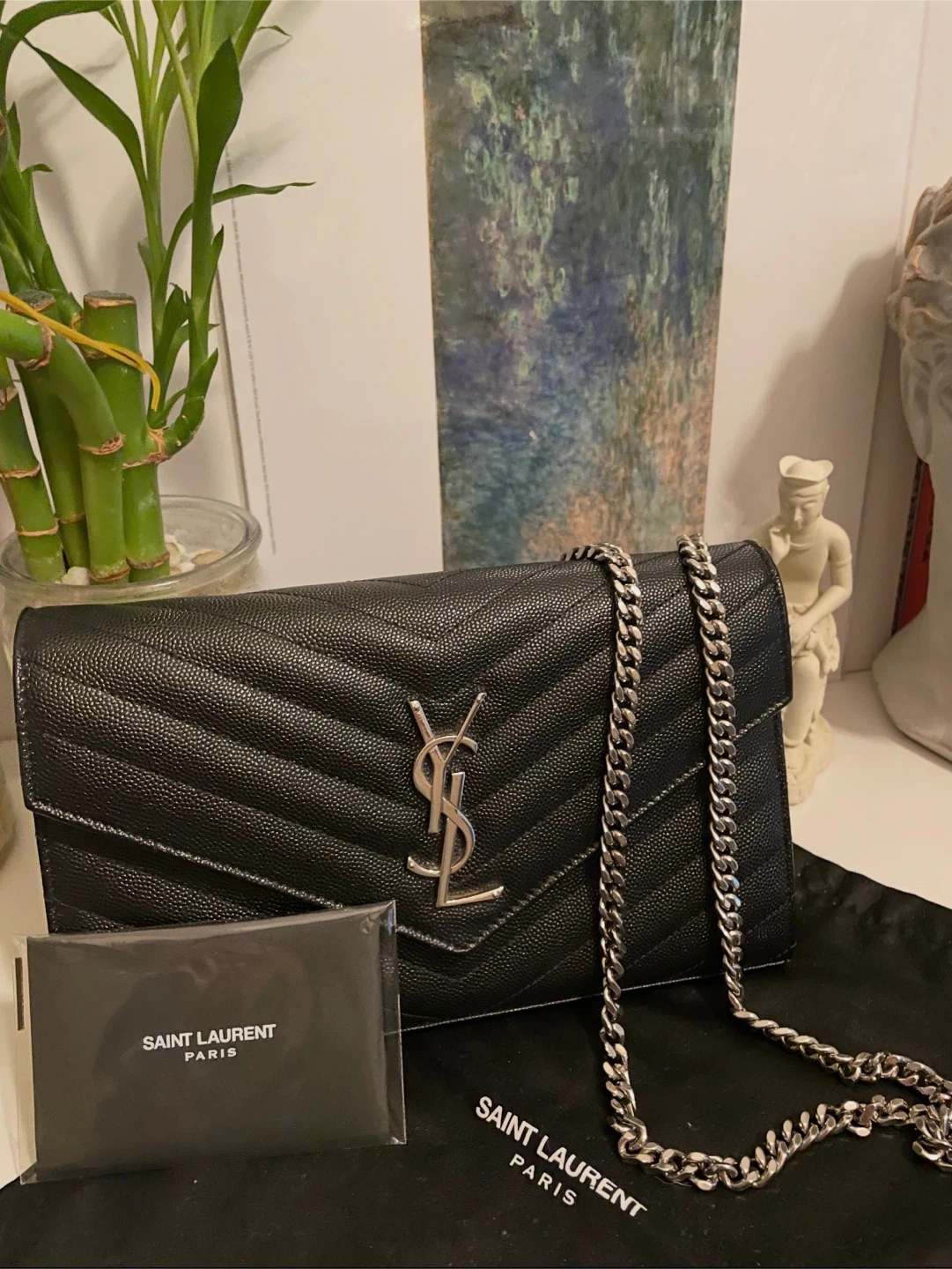 Saint Laurent Black Leather Chain Wallet - photo 2