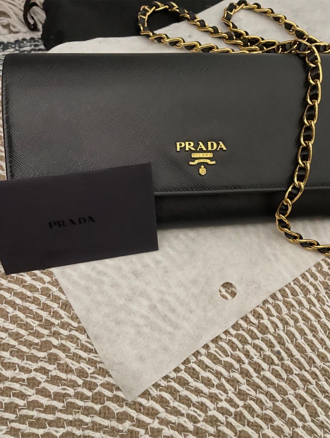 Prada Black Saffiano Leather Chain Wallet - photo 2