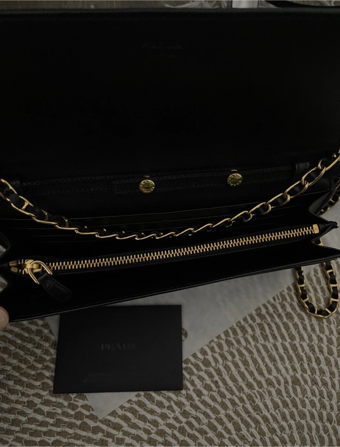 Prada Black Saffiano Leather Chain Wallet - photo 3