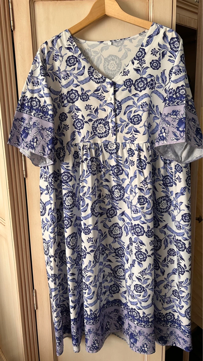 Blue and white floral dress