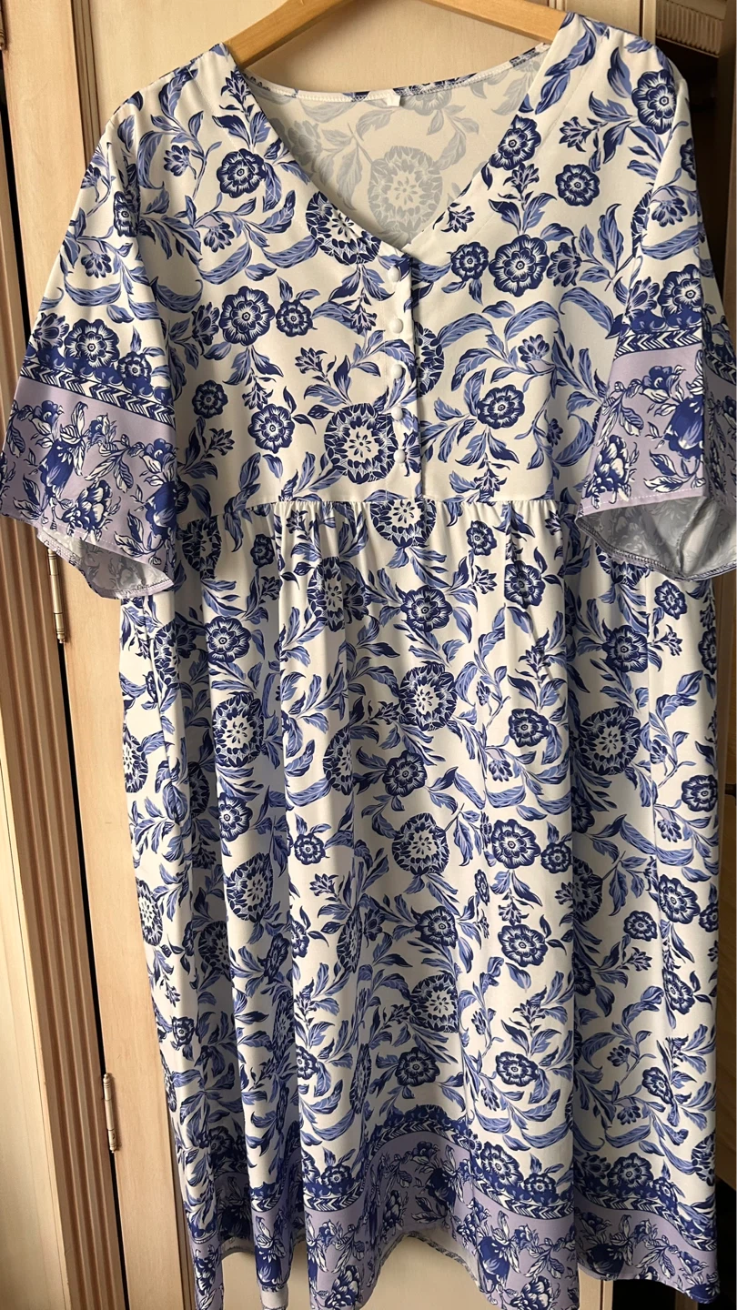 Blue and white floral dress - photo 2