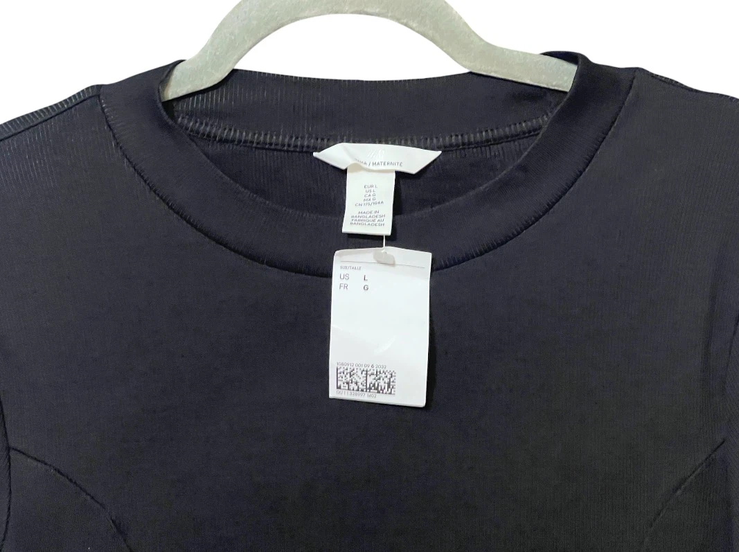 Brand New H&M MAMA Maternity Ribbed Dress – Size Large (Black) - photo 3