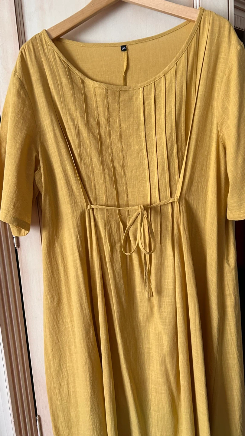 Yellow/ mustard Linen Blend Dress