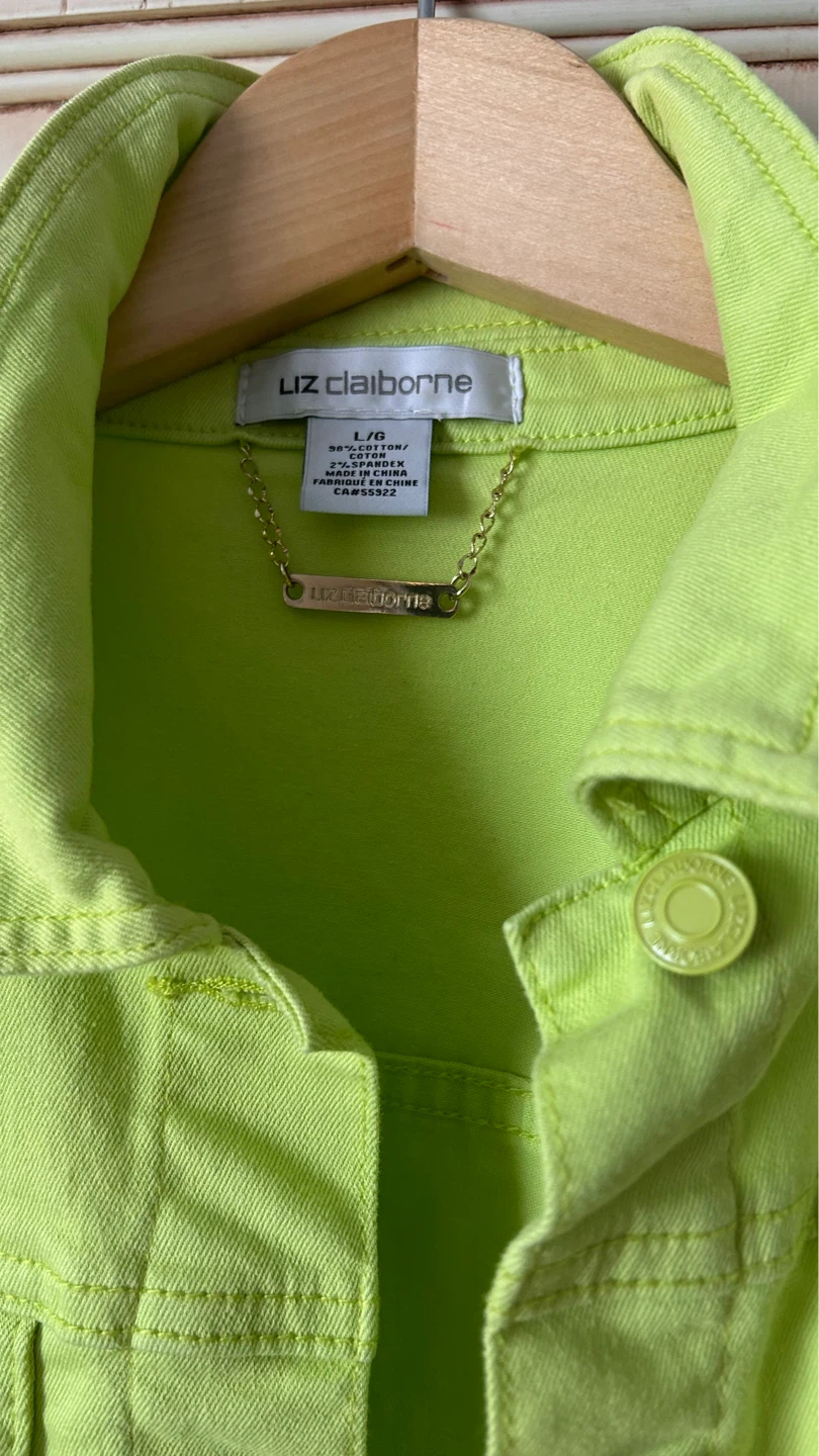 Liz Claiborne Denim Jacket - Neon Green - photo 2