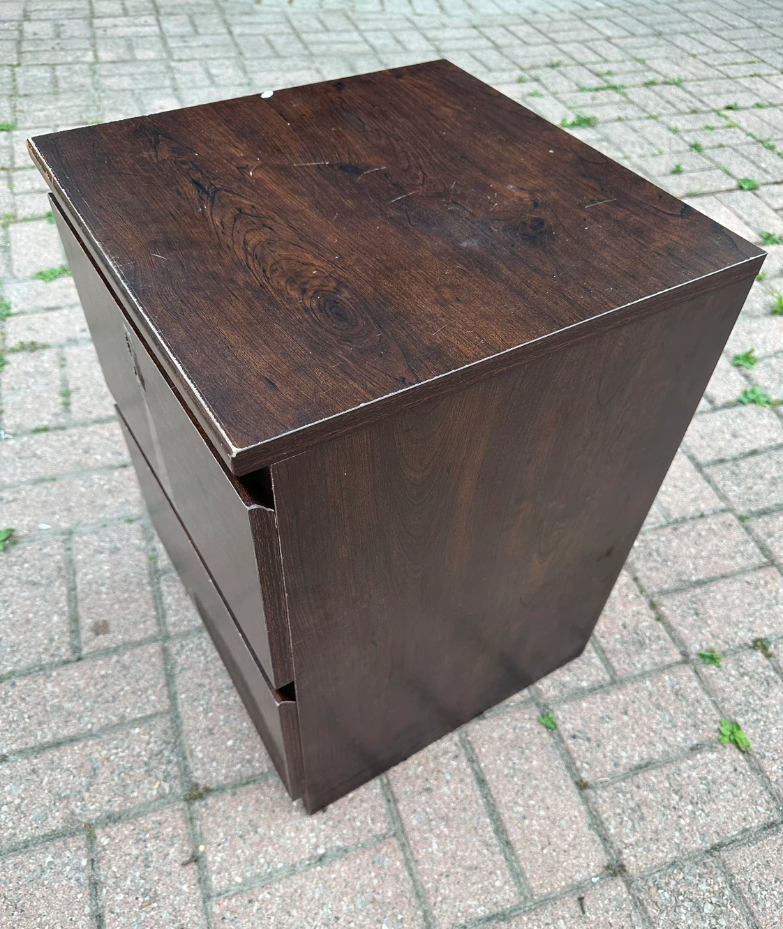 Dark Wood Nightstand with 2 Drawers - photo 2