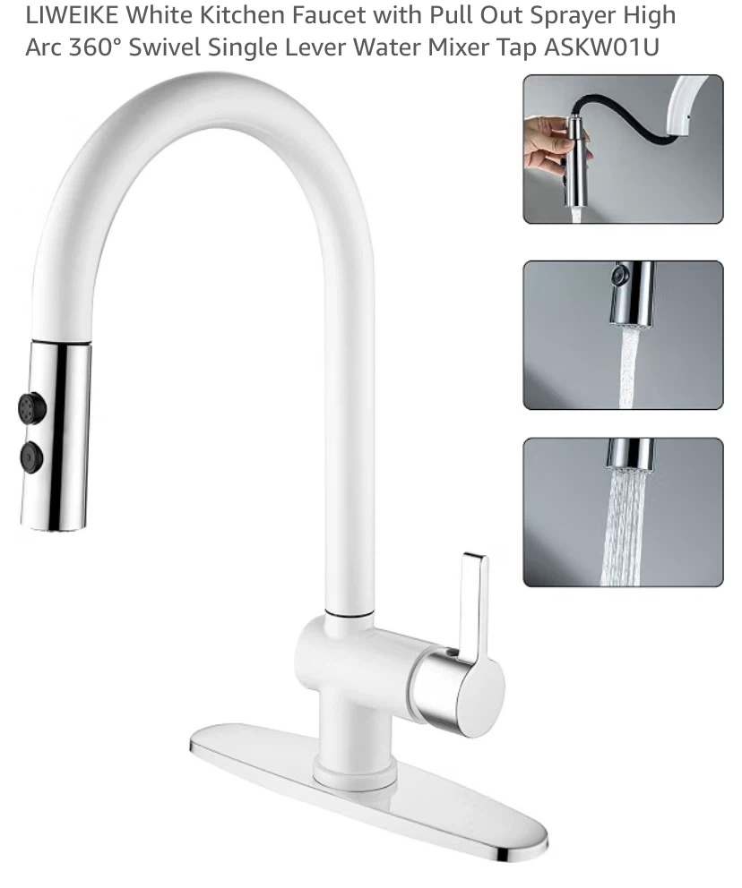 New LIWEIKE White Kitchen Faucet with Pull Out Sprayer One Hole - photo 5