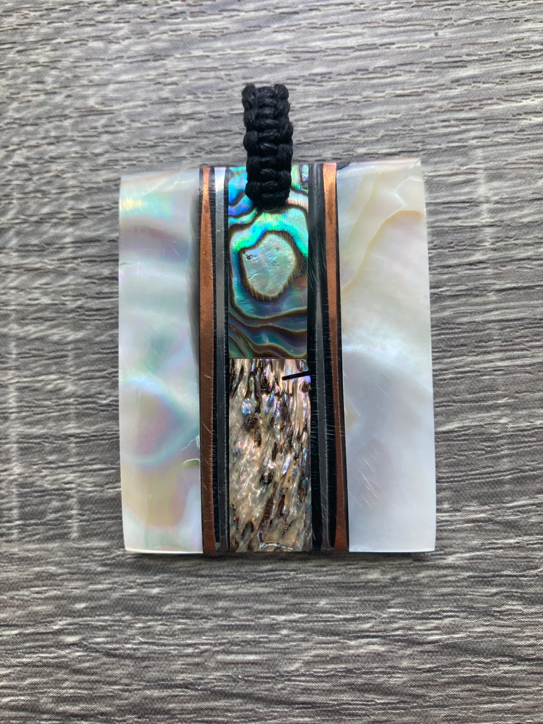 Square Mother of Pearl and Abalone Pendant Necklace