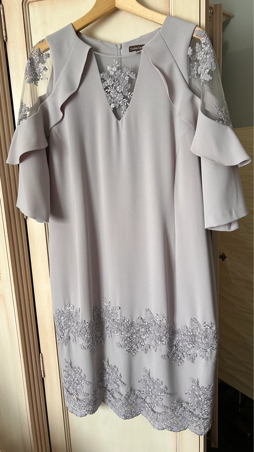 Natali Dler designed Lace Trim Lilac Dress