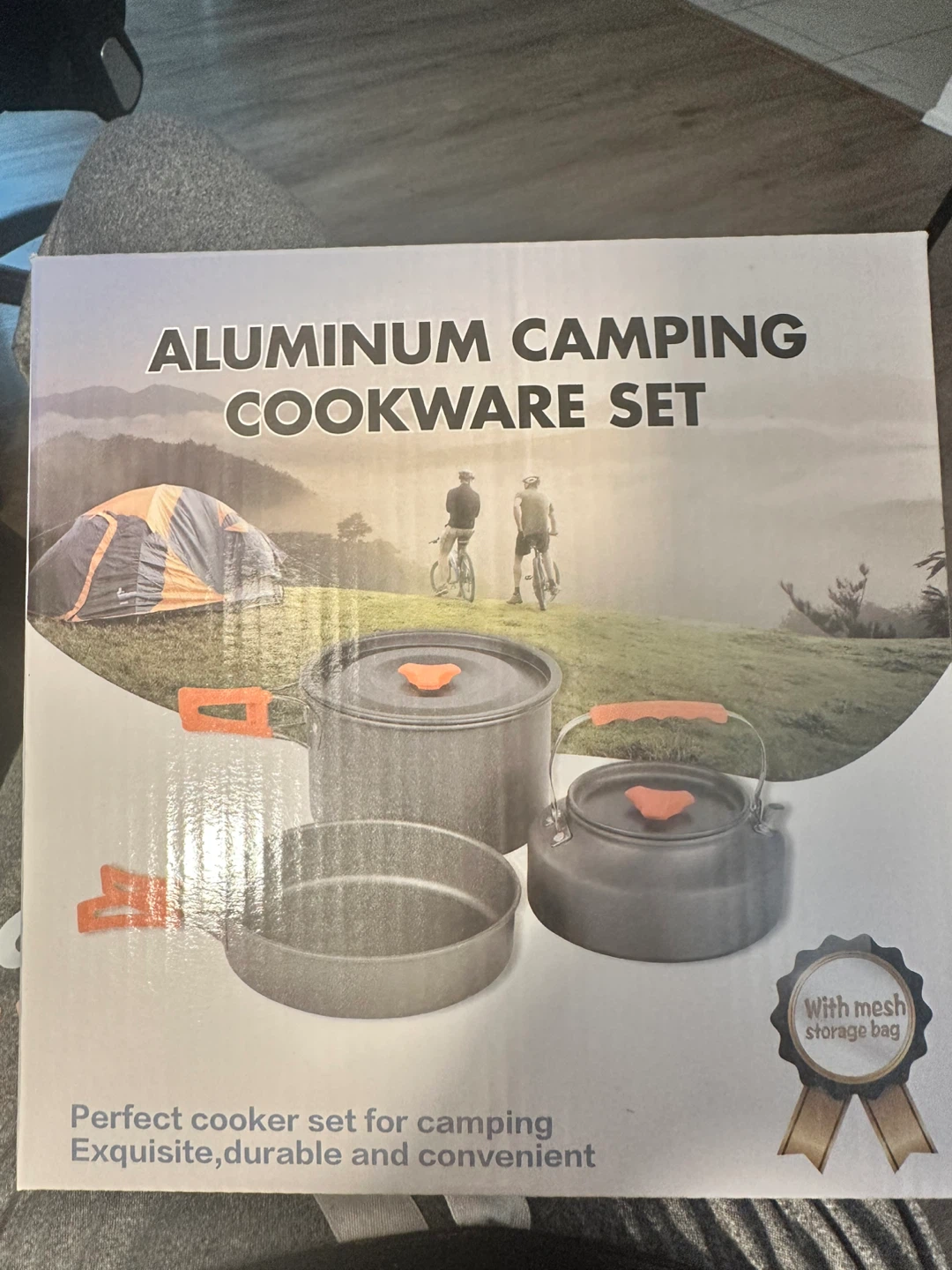 Aluminum Camping Cookware Set with Mesh Storage Bag