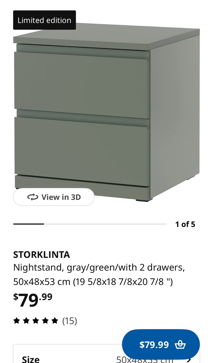 Green STORKLINTA Nightstand Ikea