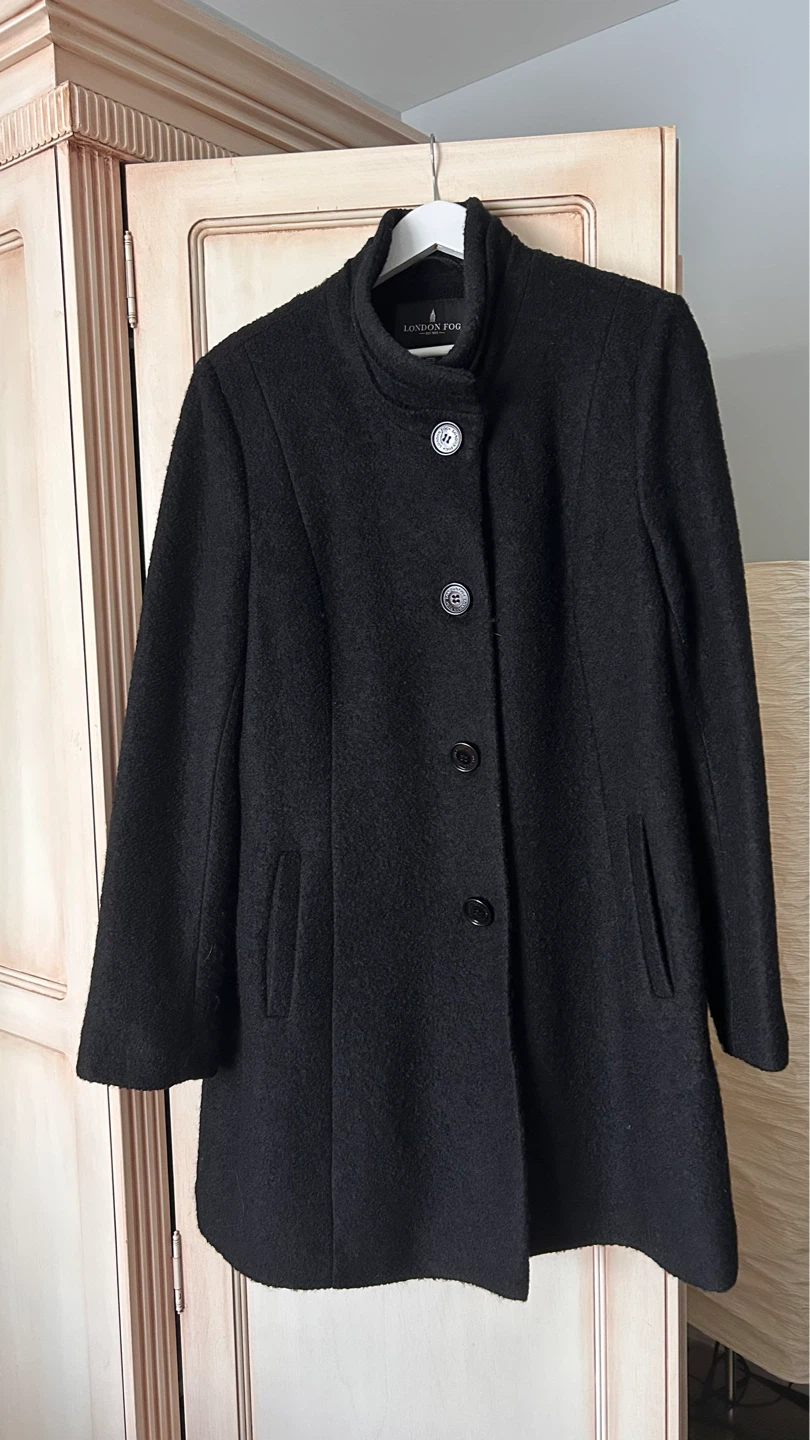 London Fog Black Wool Blend Coat