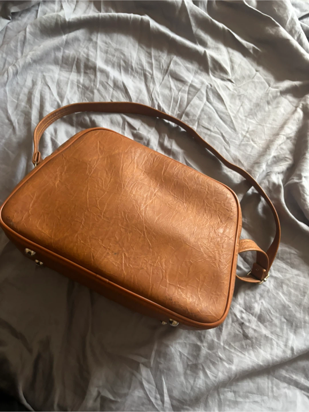 Vintage Brown Tweed & Faux Leather Shoulder Bag - photo 3