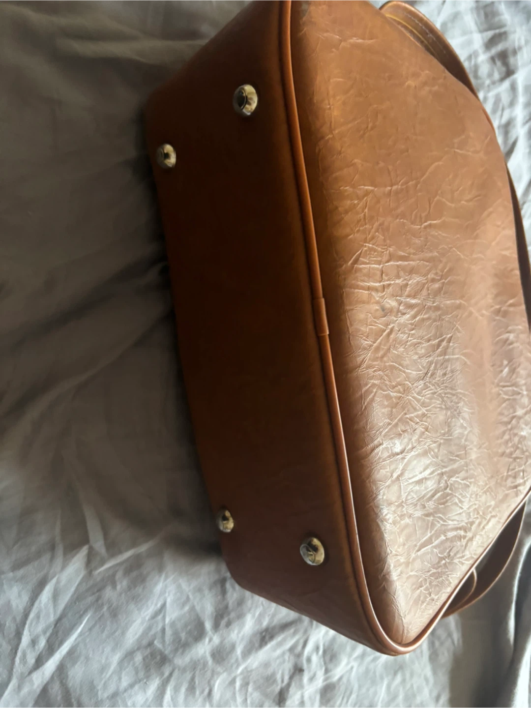 Vintage Brown Tweed & Faux Leather Shoulder Bag - photo 4