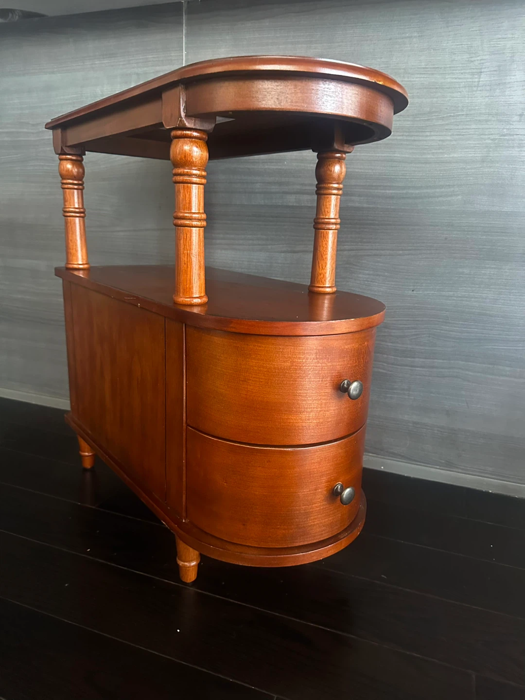 Wooden End Table with 2 Drawers and Shelf