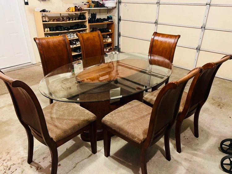 Oval Glass Top Dining Table with 6 Chairs - photo 2