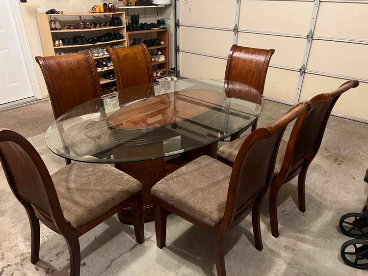Oval Glass Top Dining Table with 6 Chairs - photo 3