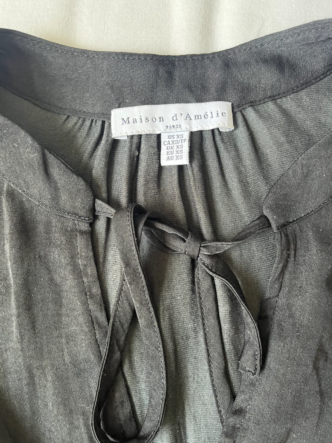 MAISON D'AMÉLIE Black Bow Neck Blouse - Size XS - photo 2