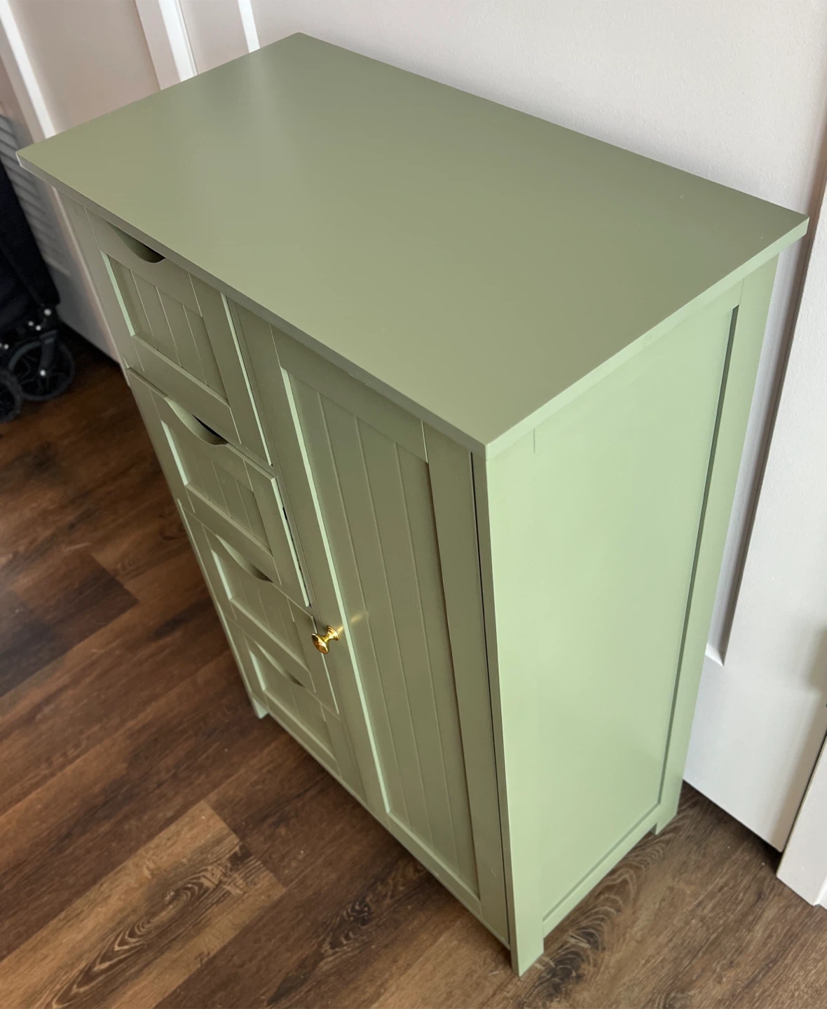 Green Storage Cabinet with Drawers and Door - photo 3