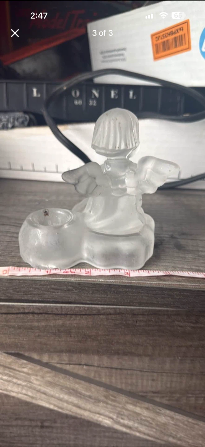 M J Hummel frosted glass angel candle stick holder - photo 3