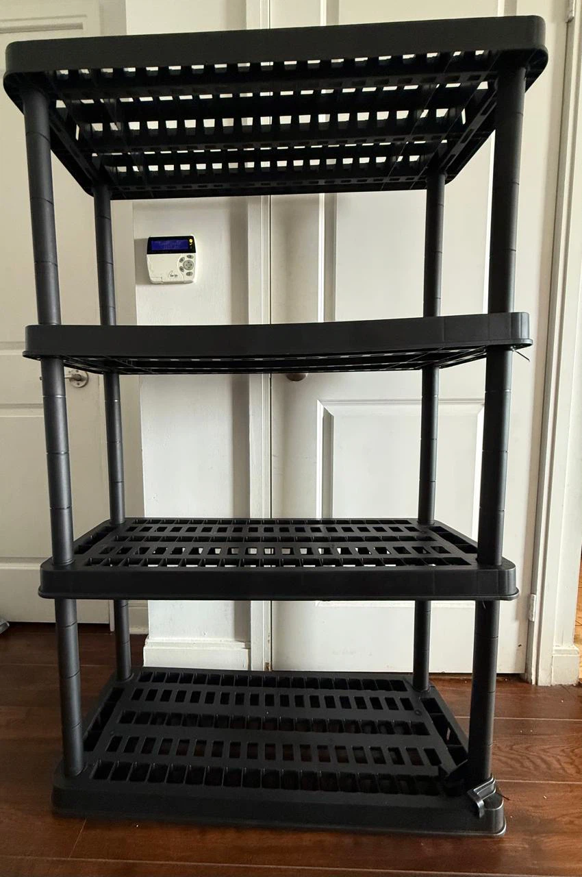 Black 4-Tier Plastic Shelving Unit
