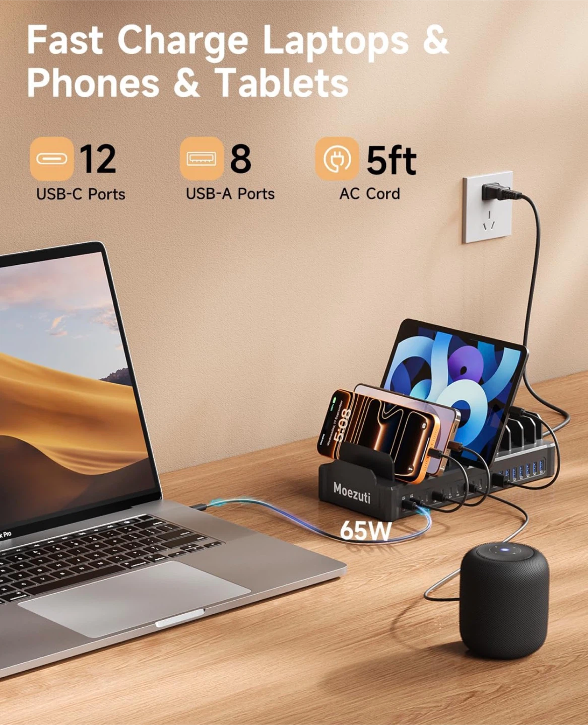 20-Port USB Charging Station - 600W - photo 2