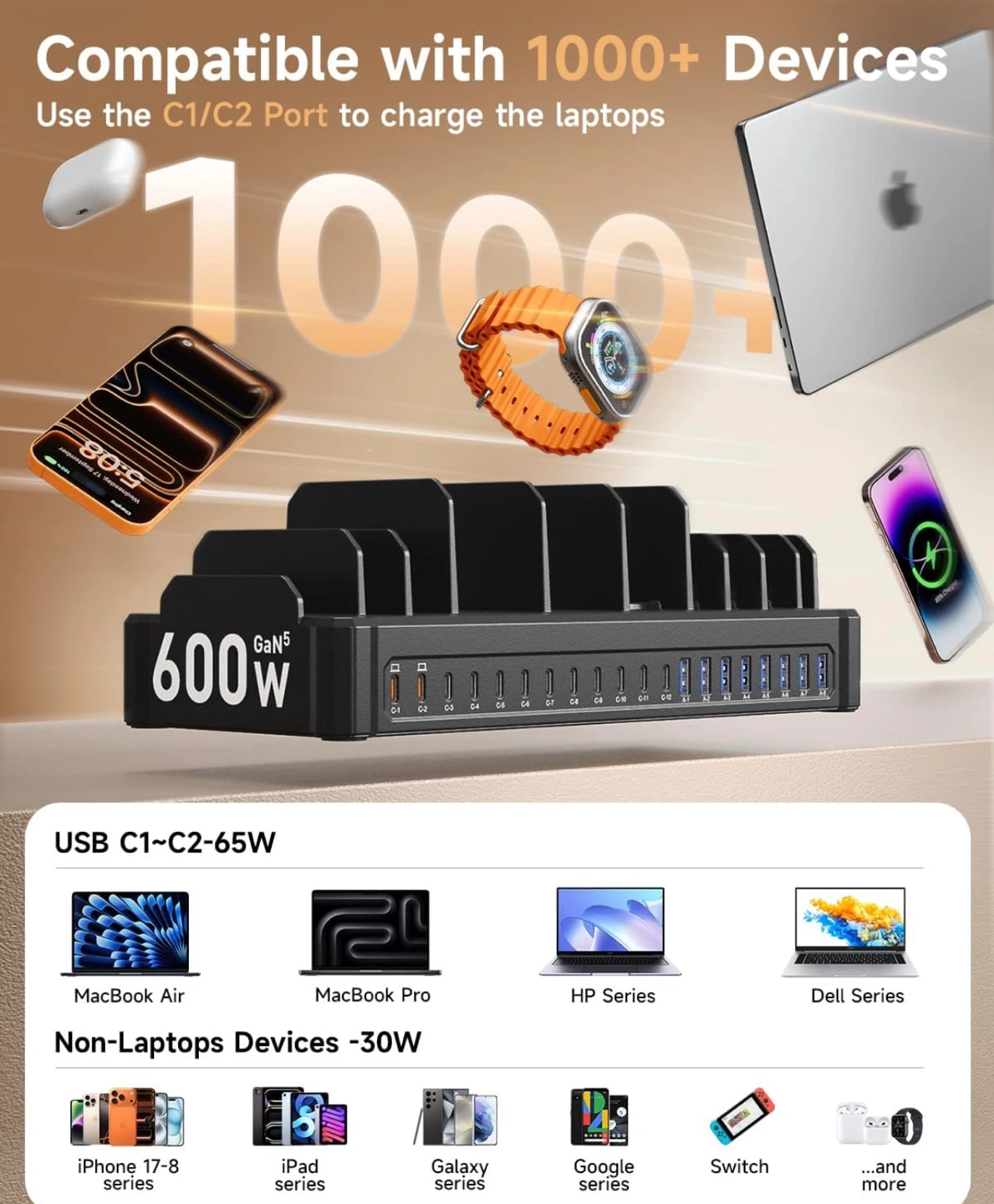 20-Port USB Charging Station - 600W - photo 4