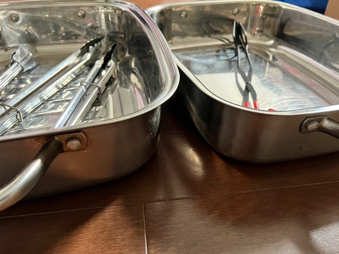 Stainless Steel Roasting Pan with Tongs - photo 2