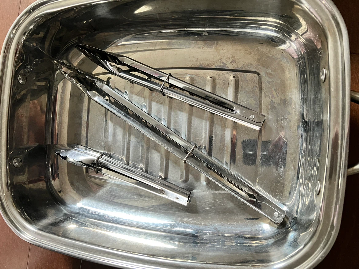 Stainless Steel Roasting Pan with Tongs - photo 4
