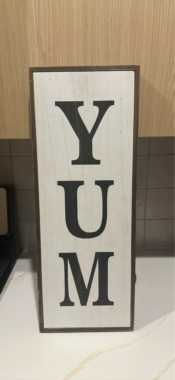 Wooden "YUM" Sign