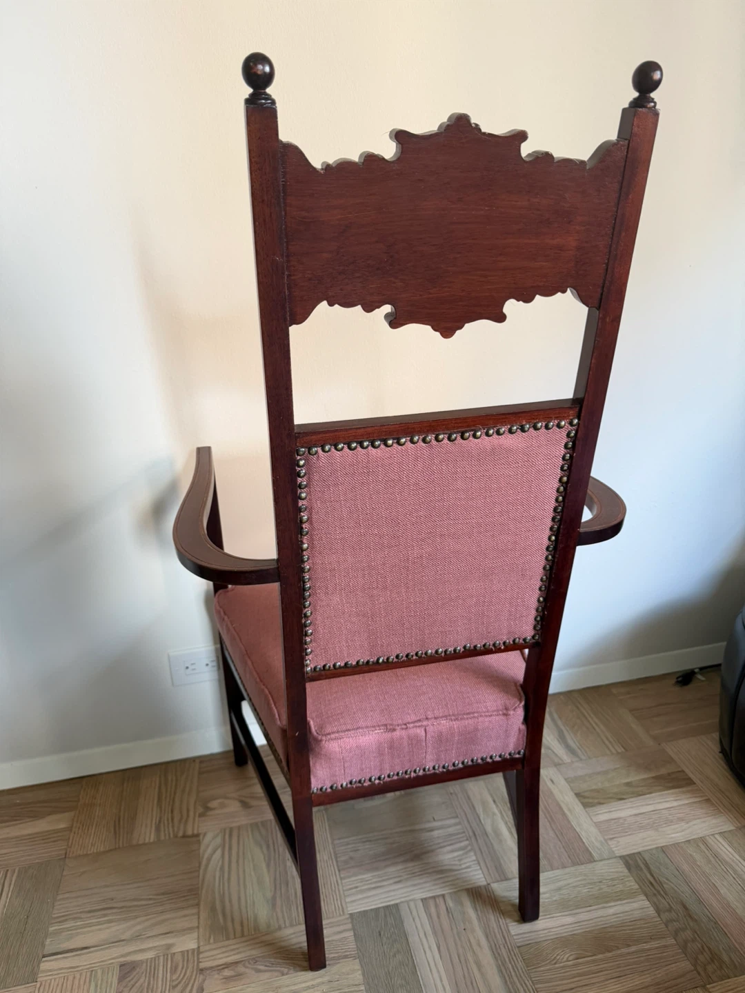 Antique Armchair with mother of pearl Inlay and Pink Upholstery - photo 2