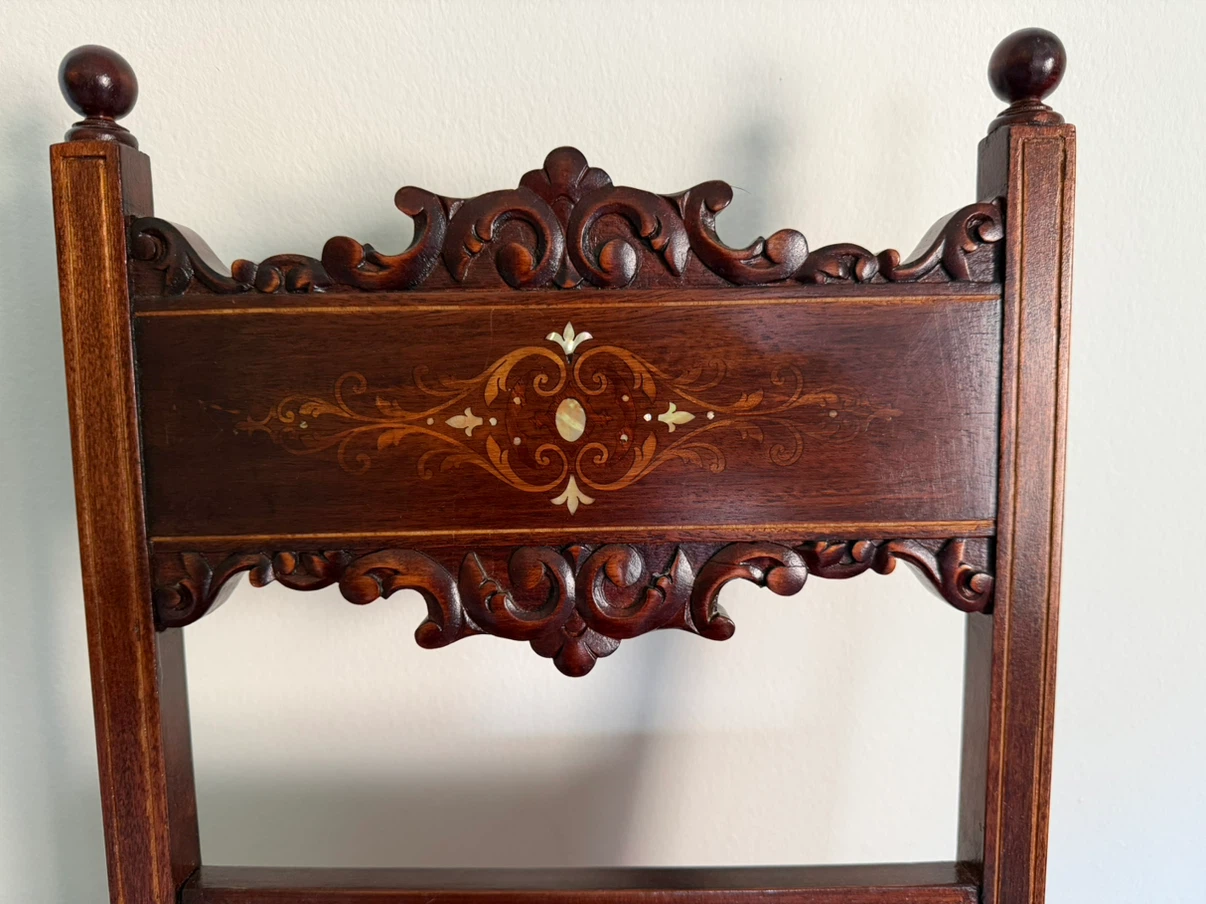 Antique Armchair with mother of pearl Inlay and Pink Upholstery - photo 4