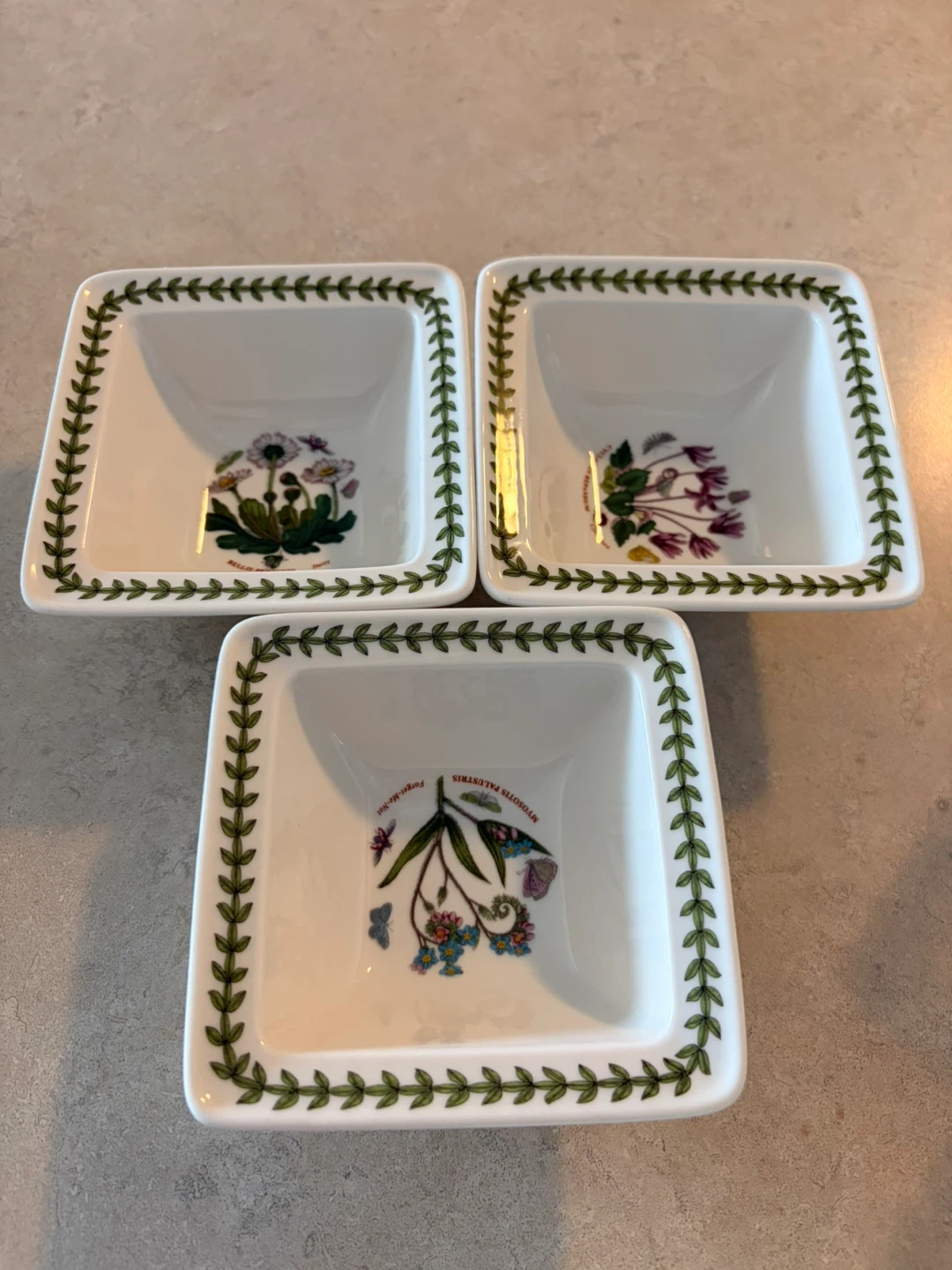 Portmeirion Botanic Garden Set of 3 Small Square Dishes