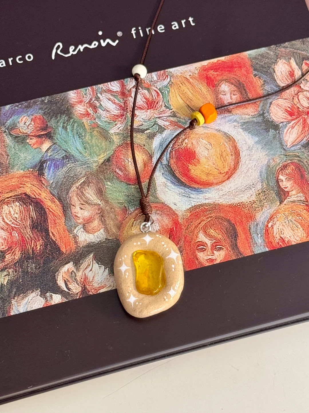 100% handmade clay necklace