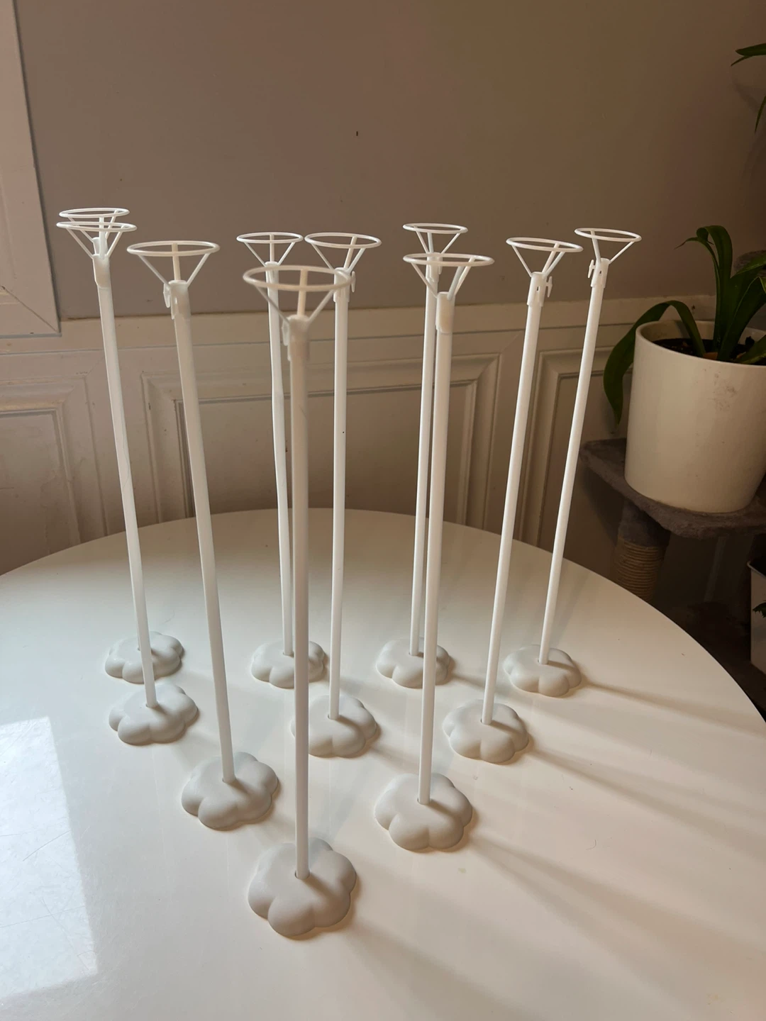 White Balloon Holders Table Centerpieces