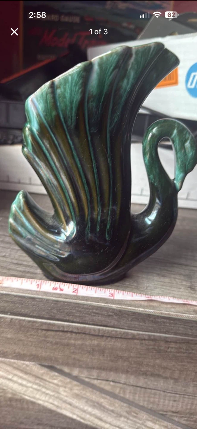 Blue mountain pottery swan vase